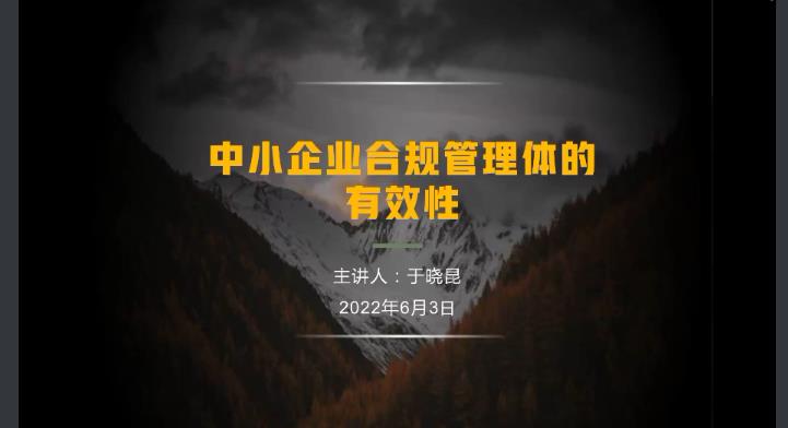 中合合规公益讲座--中小企业合规有效性标准评价